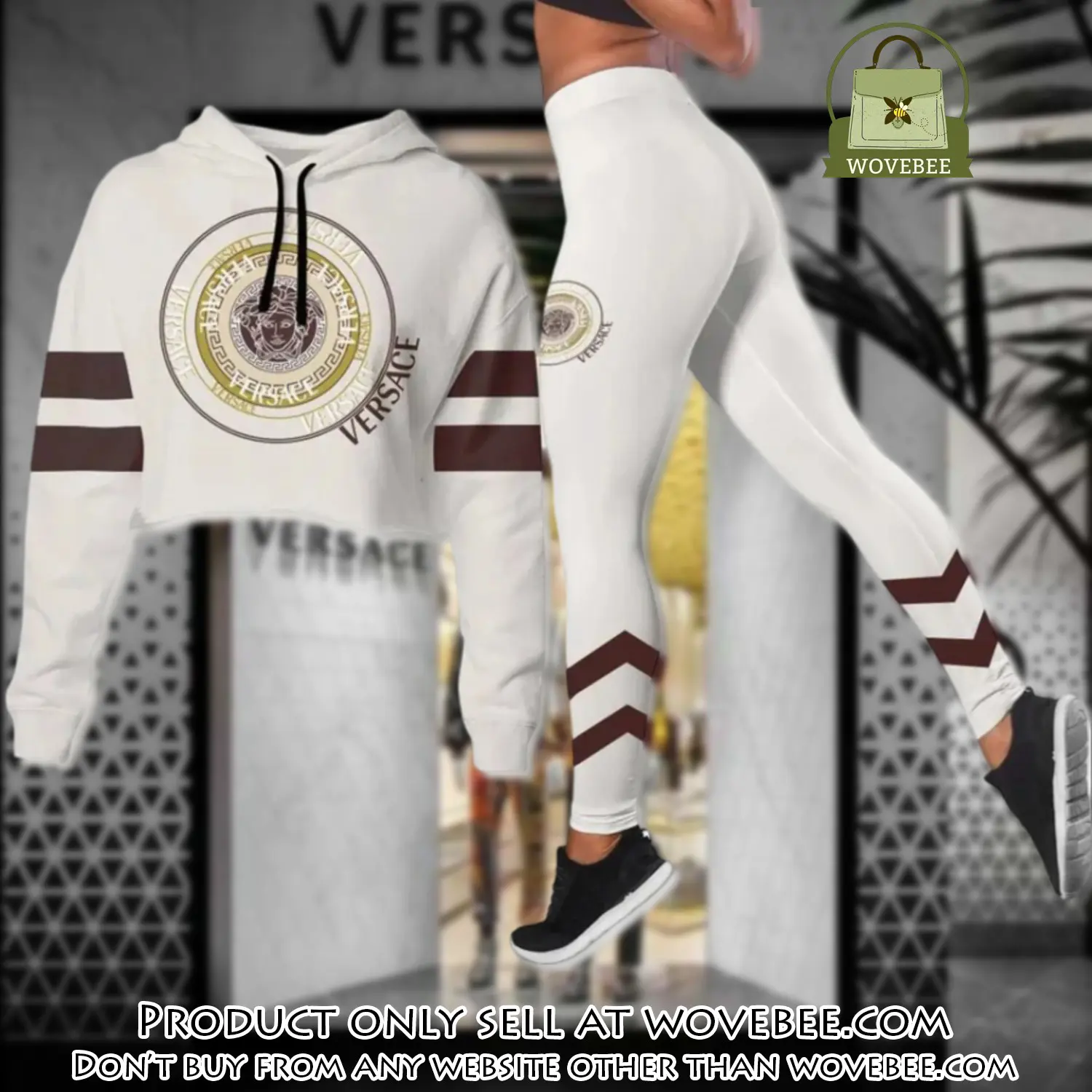 Versace medusa white luxury brand clothes leggings and crop top set for women wvb5902231
